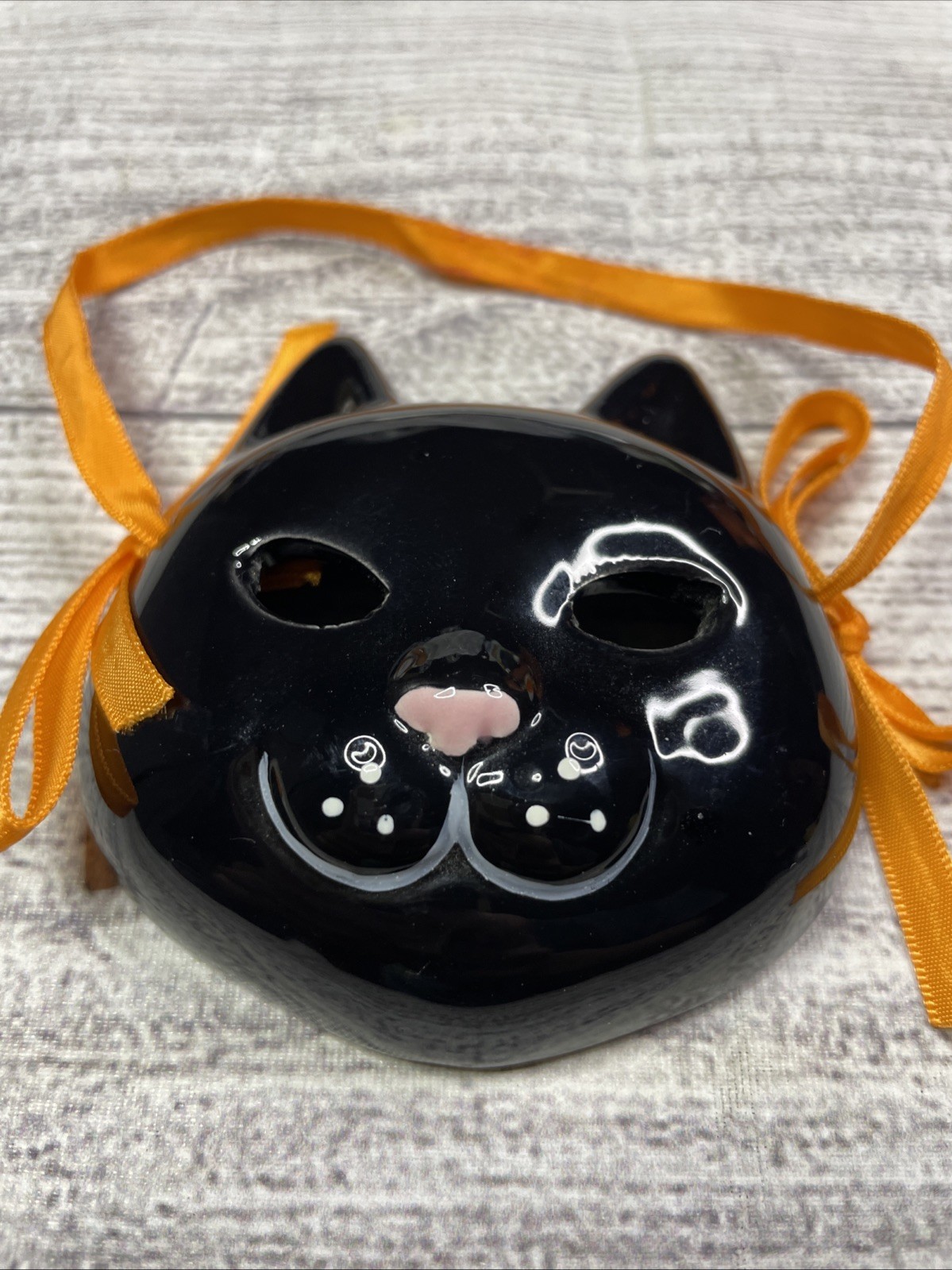 Vintage Black Cat Mask Halloween Porcelain Ceramic Midwest Importers Taiwan Vintage Black Cat Mask Halloween Porcelain Ceramic Midwest Importers Taiwan