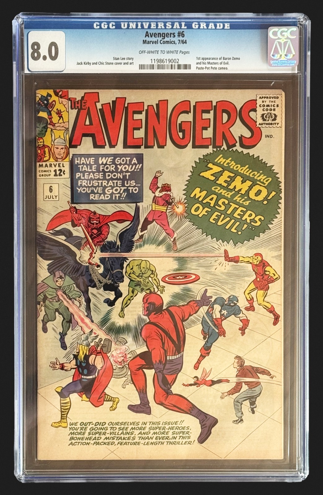 Avengers #6 CGC 8.0 1st Baron Zemo & Masters of Evil Kirby Marvel 1964