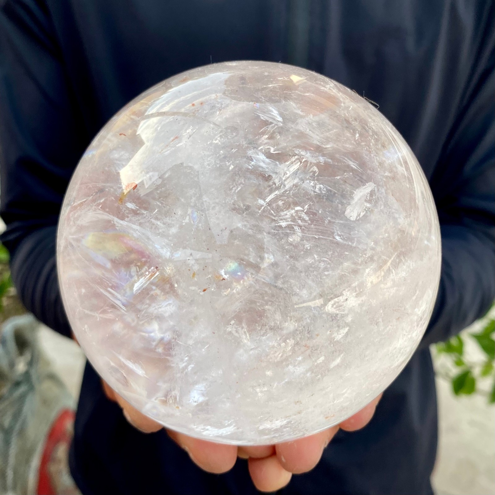 3.74LB Large Natural White Crystal Clear Quartz Crystal Sphere Ball Healing