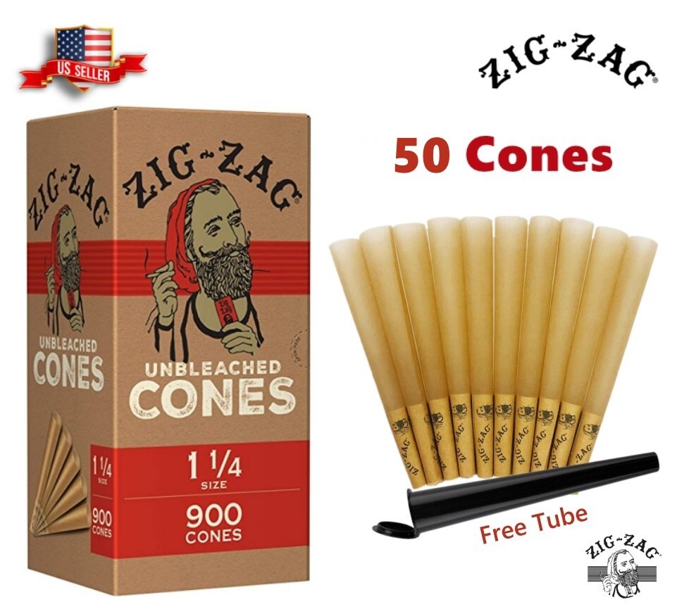 Zig-Zag® Unbleached Paper Cones 1 1/4 Size 50 Pack & Tube Fast Shipping