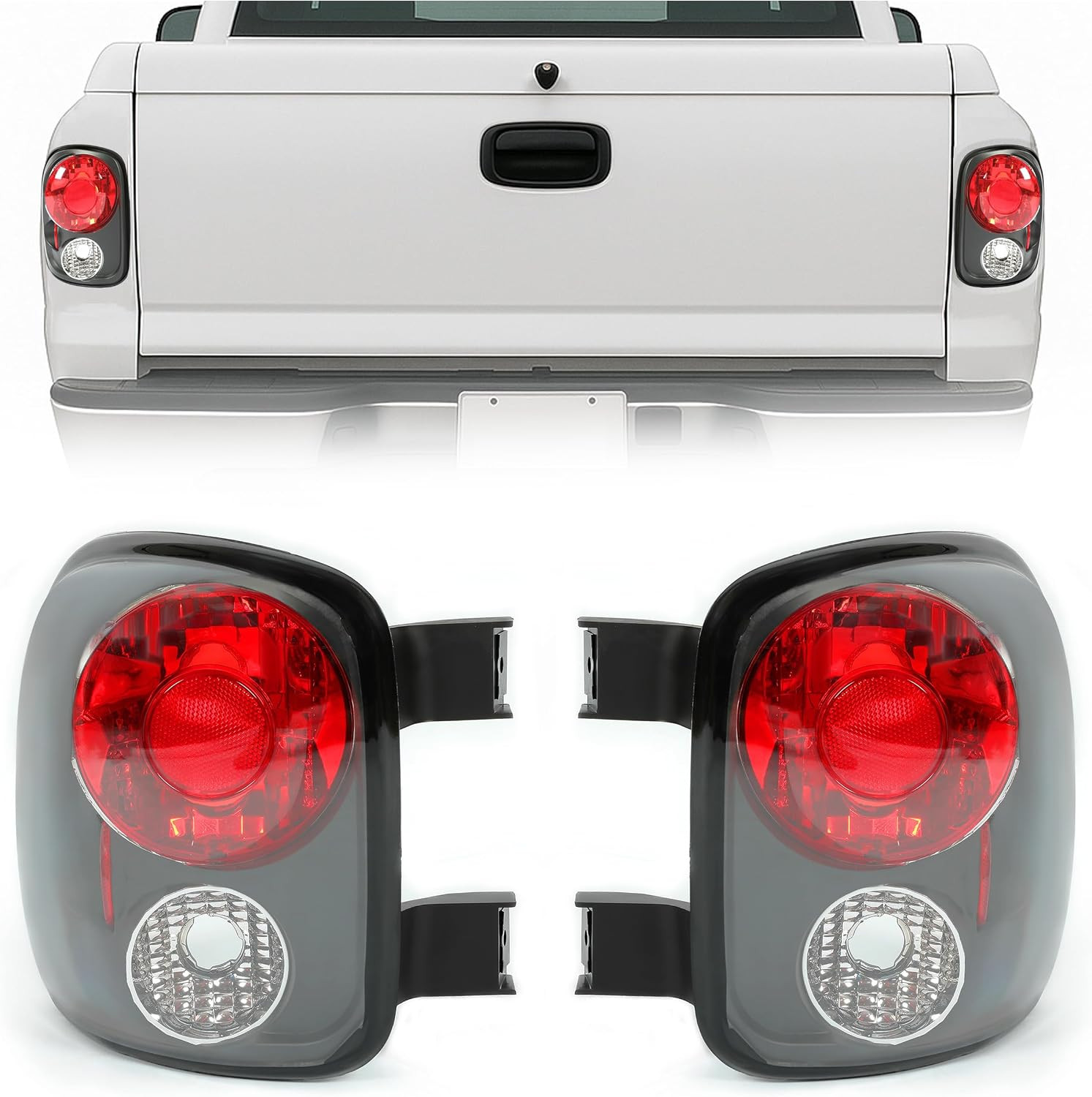 Tail Light Pair Compatible with 1999-2004 Chevy Silverado GMC Sierra Stepside Br