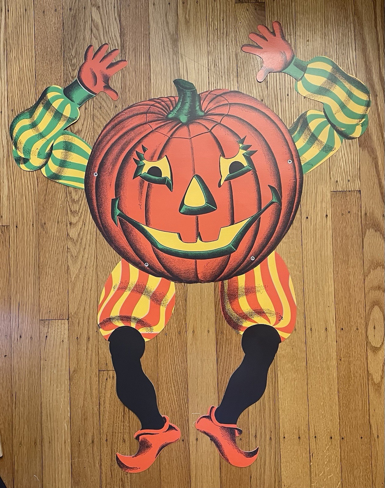Vintage Halloween Die Cut Pumpkin Jointed Jack o Lantern Arms & Legs