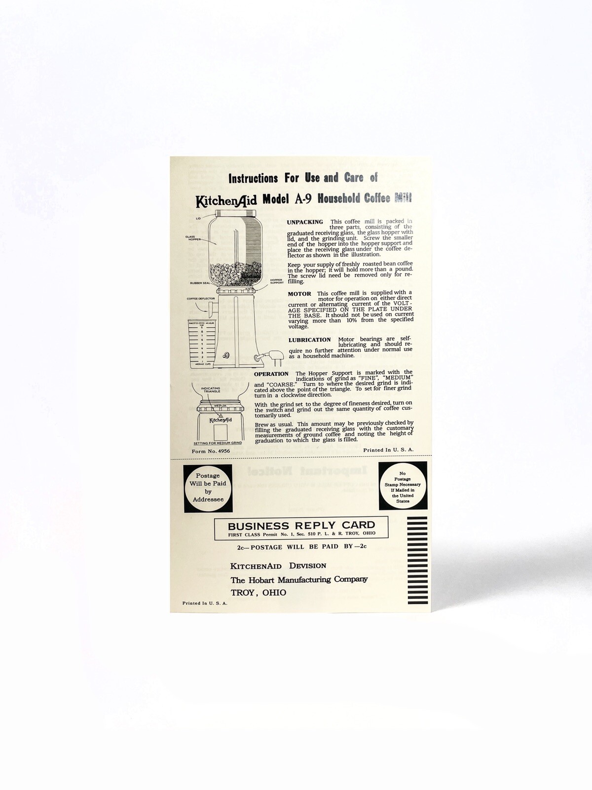 Replacement Instructions For Vintage Hobart Kitchenaid Coffee Grinder Mill A-9 Replacement Instructions For Vintage Hobart Kitchenaid Coffee Grinder Mill A-9