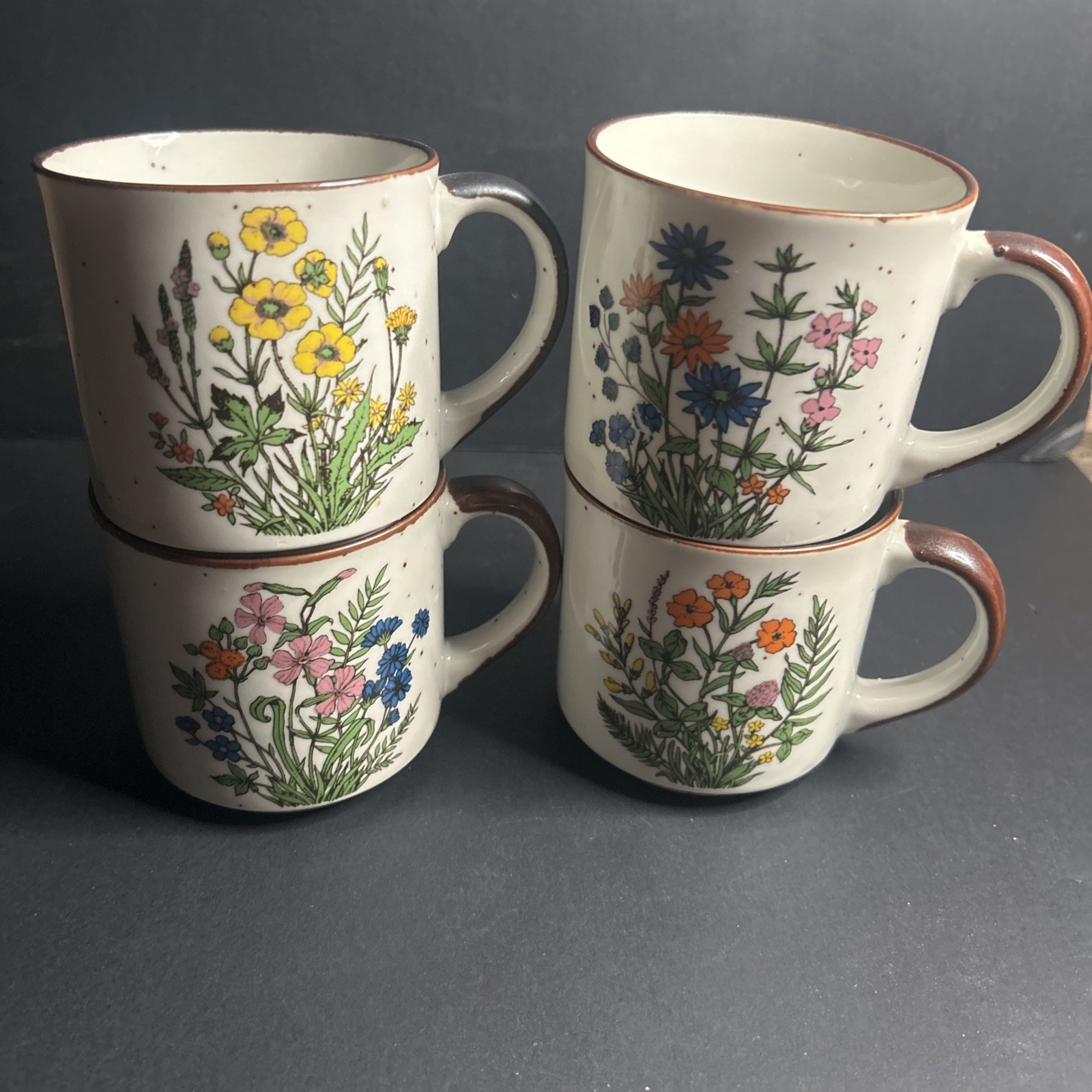 Vintage Otagiri Wildflower Floral Coffee Mugs Set of 4 Vintage Otagiri Wildflower Floral Coffee Mugs Set of 4