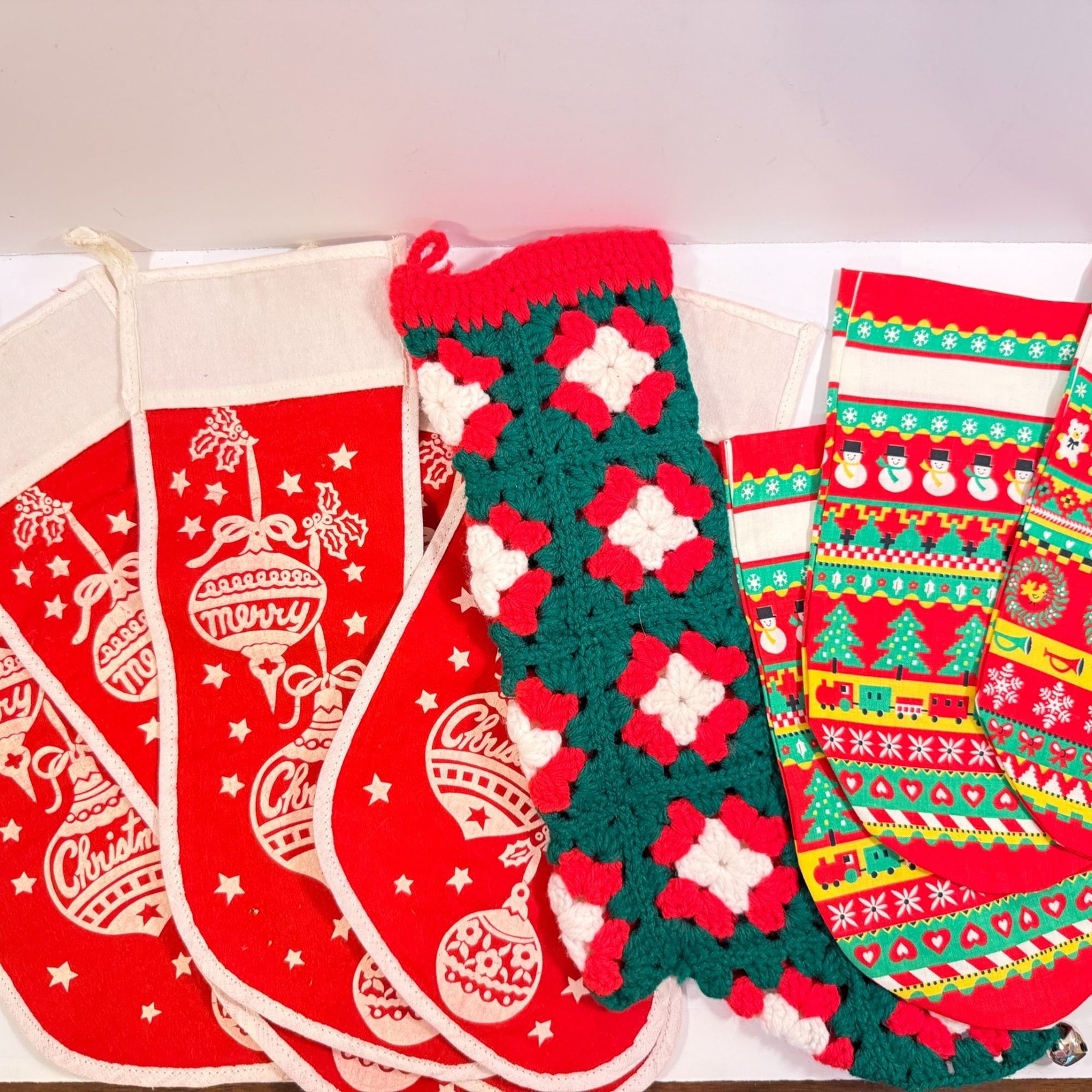 Vintage Handmade Christmas Stockings Lot Holiday Decor