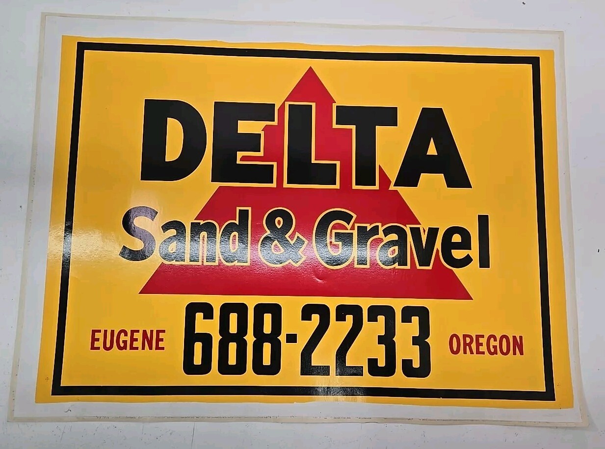 Vintage Delta Truck Sand Gravel Construction Decal Sticker Eugene Oregon 27x20