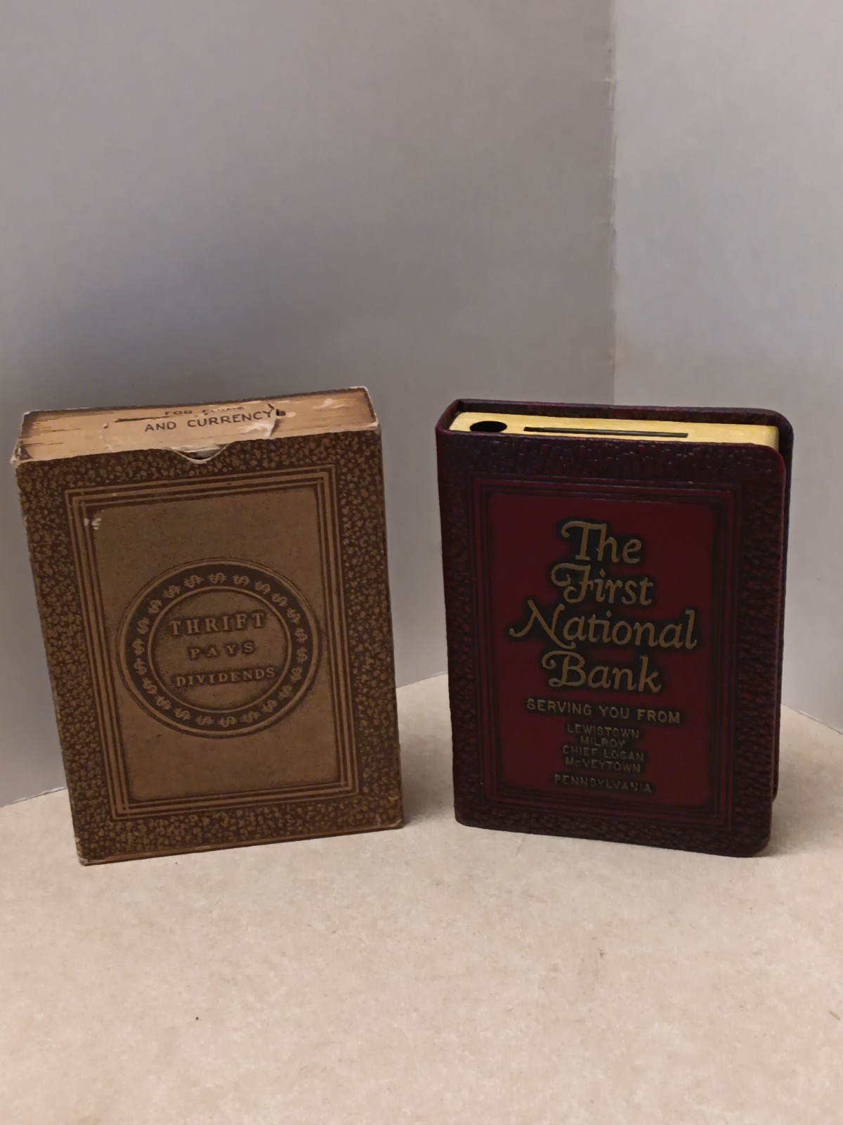 RARE 1923 Book of Thrift Coin Bank w/ Slipcase First National Bank Lewistown PA