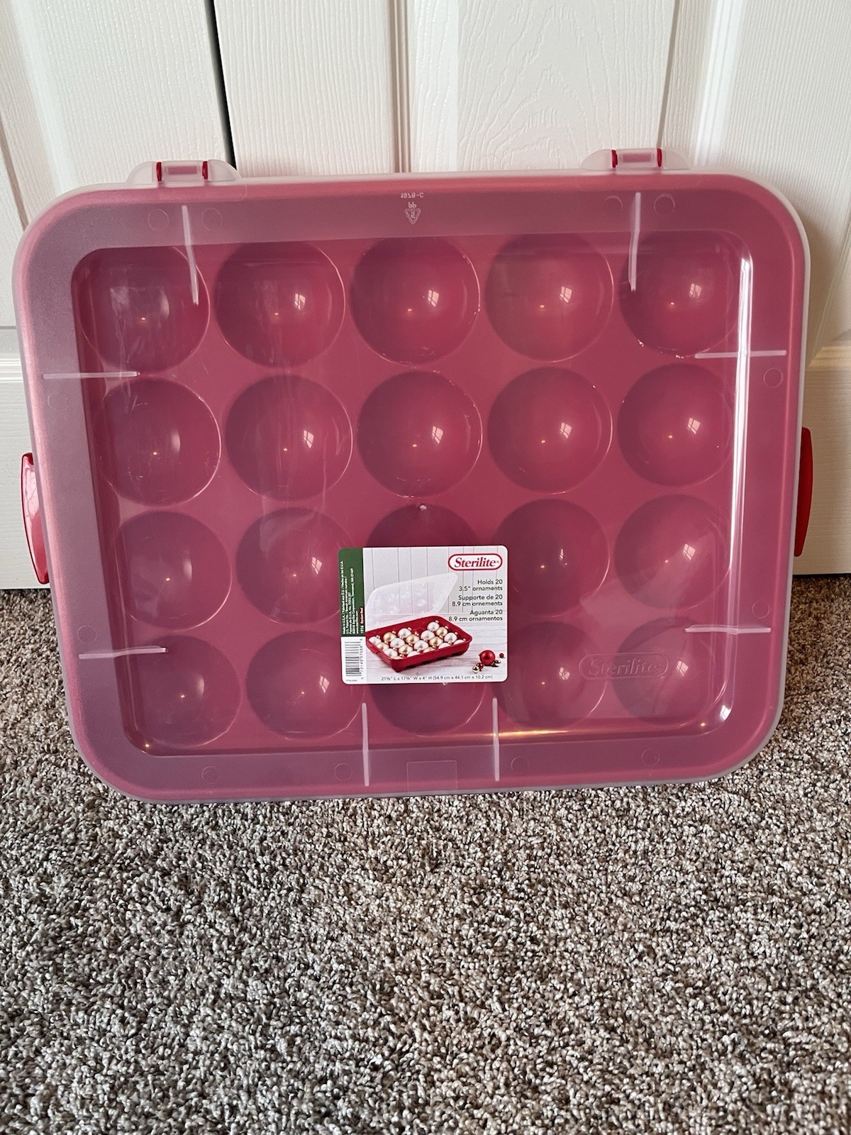 Sterilite Christmas Ornament Storage Case 20 Compartments Rocket Red USA #1976 Sterilite Christmas Ornament Storage Case 20 Compartments Rocket Red USA #1976