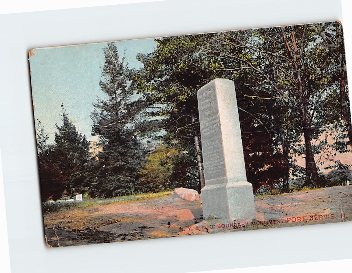 Postcard New York and New Jersey Boundary Monument Port Jervis USA