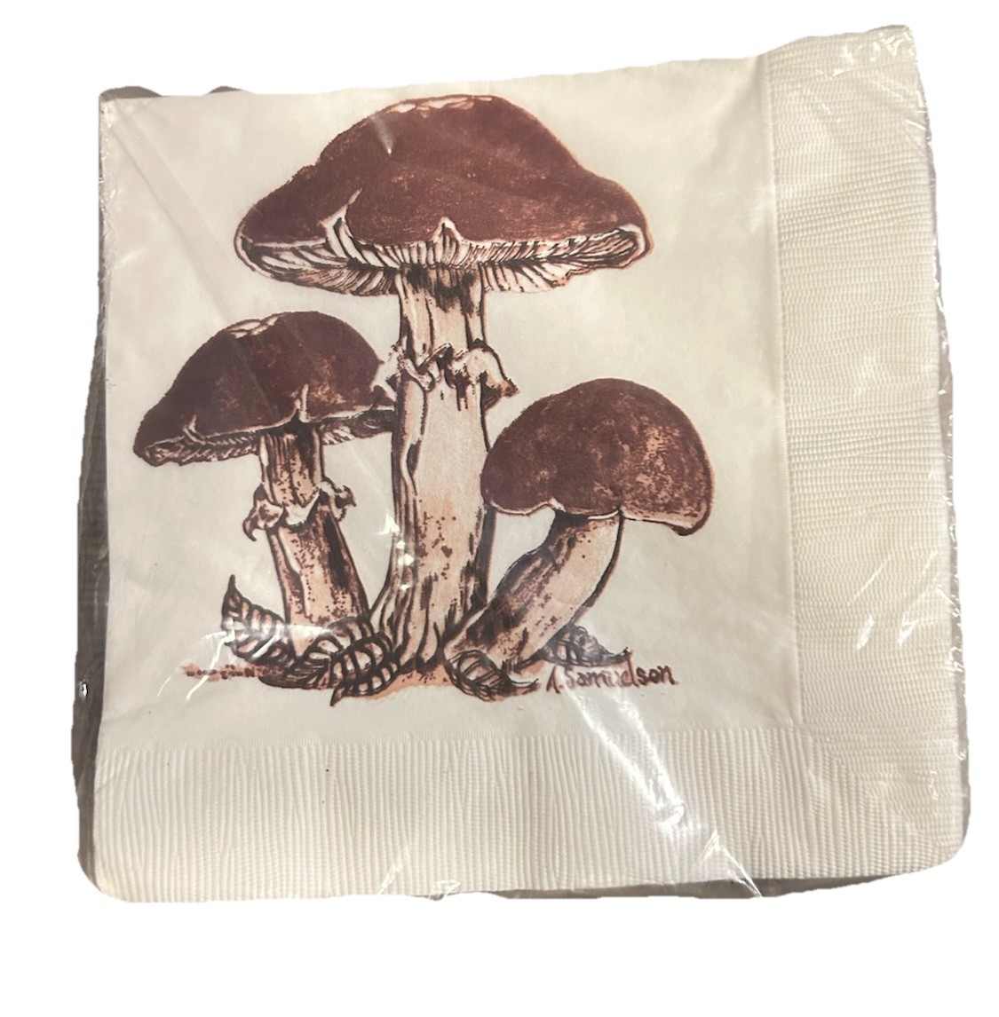 Vtg Gordon Fraser Gallery Mushroom Paper Dinner Napkins 13.5 X 13.5 New