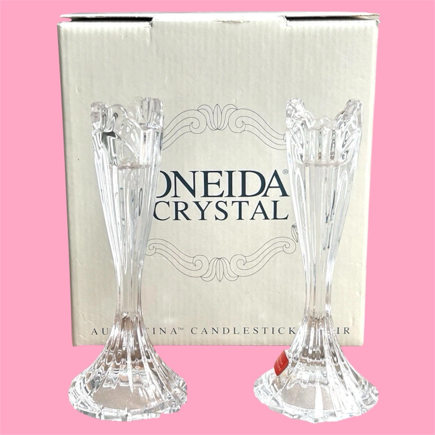 Oneida Crystal Augustina Candlesticks 6\