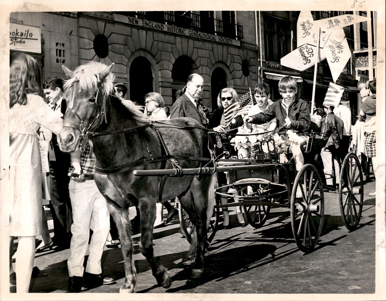 LG56 1965 Original Photo BOSTON BACK BAY GALLERY-GO-ROUND LITTLE KIDS PONY RIDES