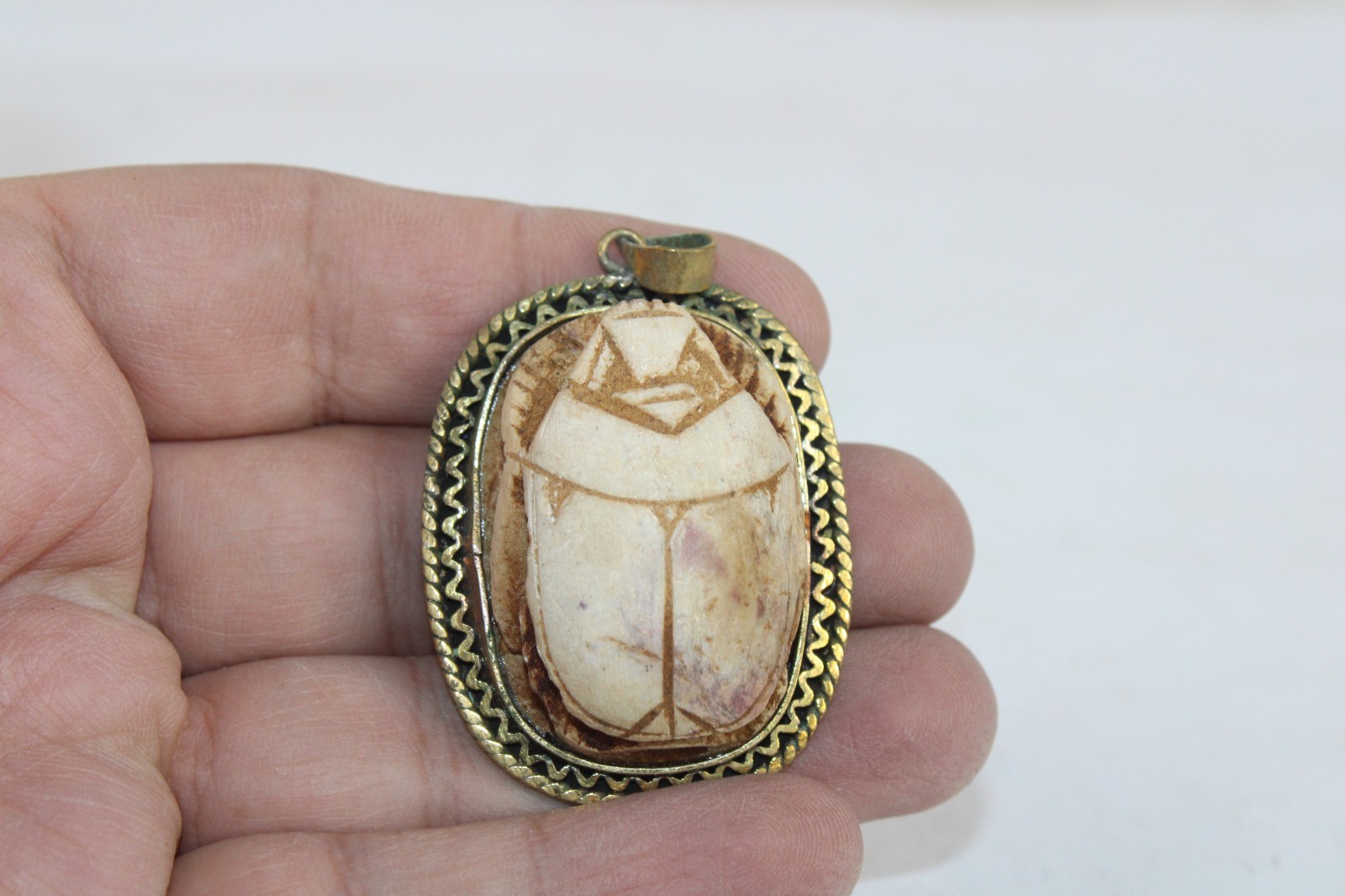 Egyptian Pharaonic Antique Scarab Pendant for Good Luck and Protection BC