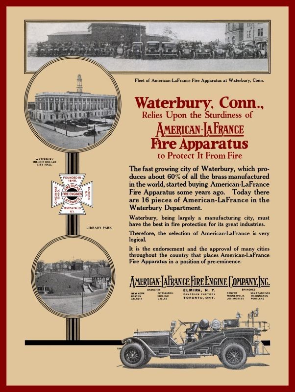 1925 American LaFrance Fire Trucks, Waterbury CT FD NEW METAL SIGN: 12x16\