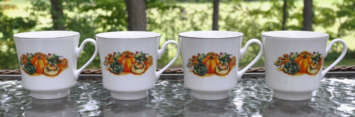 American Atelier Pumpkin Patch 5733 Footed Cups Set of 4