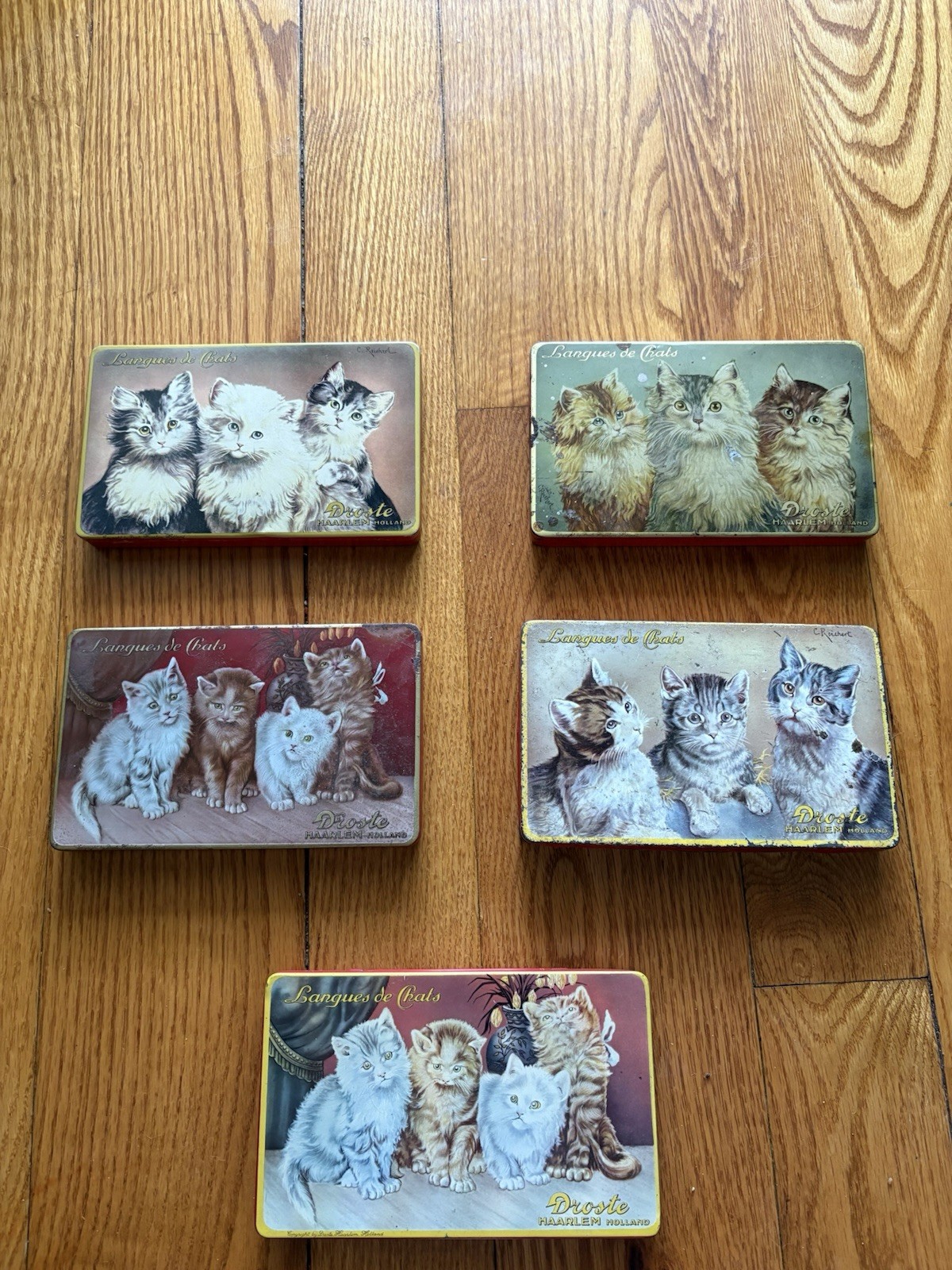 Vintage Candy Tins (5) Different Cat Cats C Reichert Droste Haarlem Holland