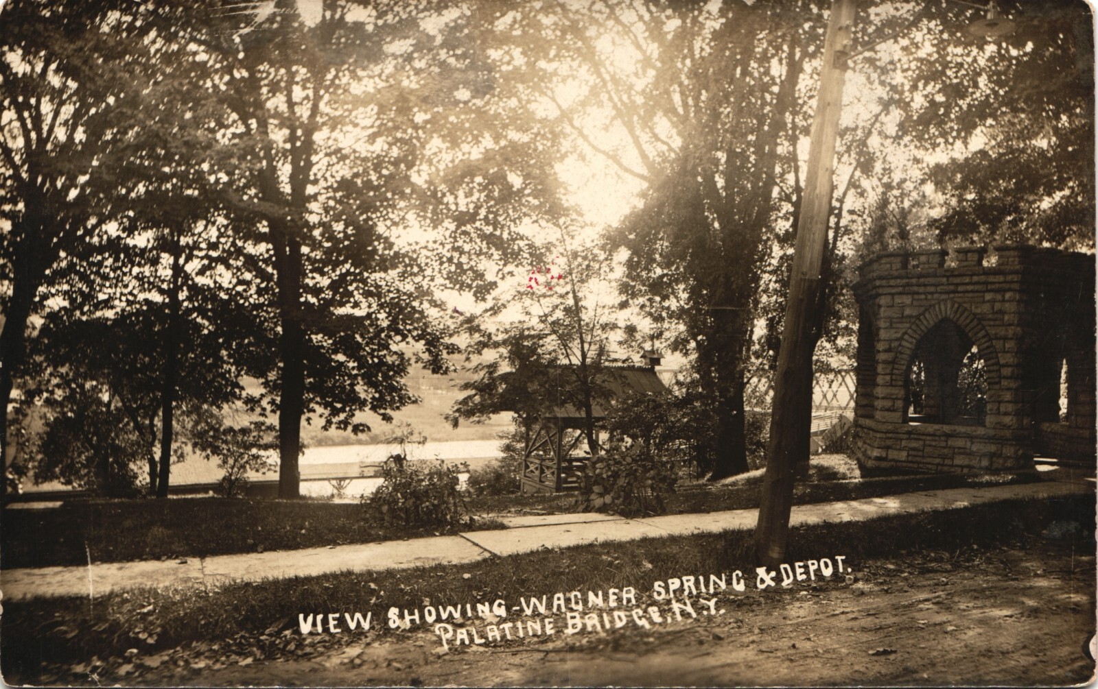 WAGNER SPRING & DEPOT real photo postcard rppc PALATINE BRIDGE NEW YORK NY 1920s