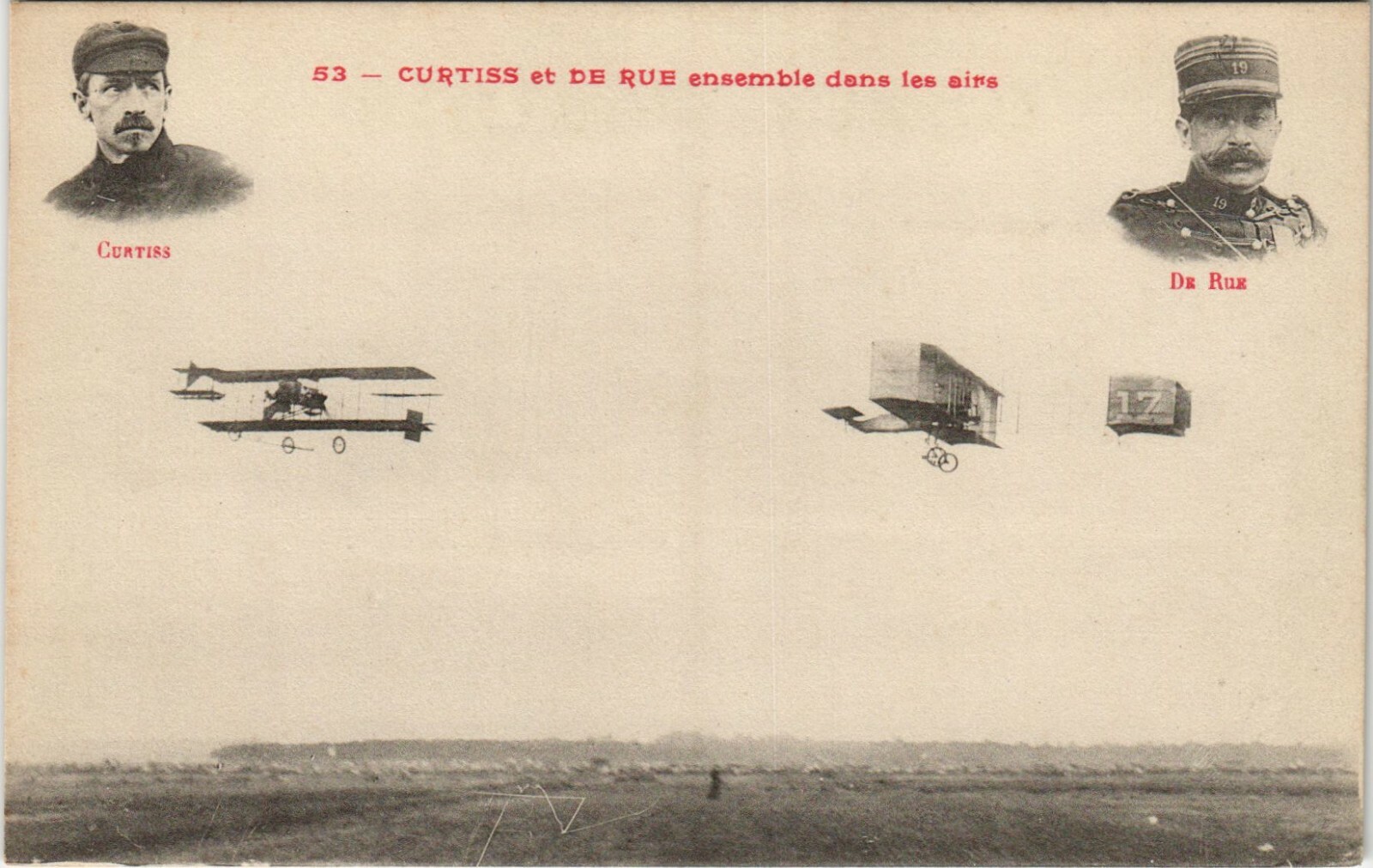 PC AVIATION, CURTISS ET DE RUE ENSEBMLE DANS LES AIRS, Vintage Postcard (b24262)