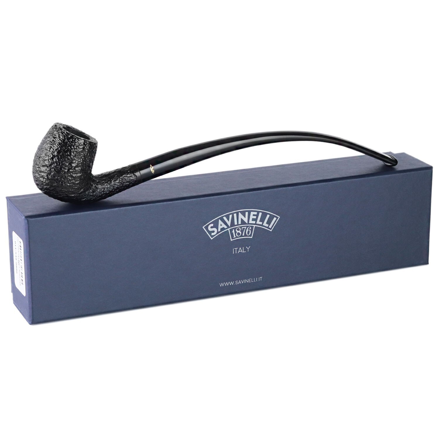 Savinelli Churchwarden Black Rusticated 601 Extra Long Briar Tobacco Pipe, 3mm