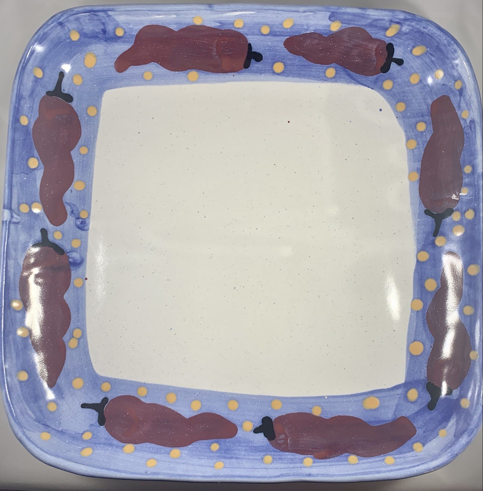 Stephen Kilborn Pottery Red Chile Square Platter Taos New Mexico
