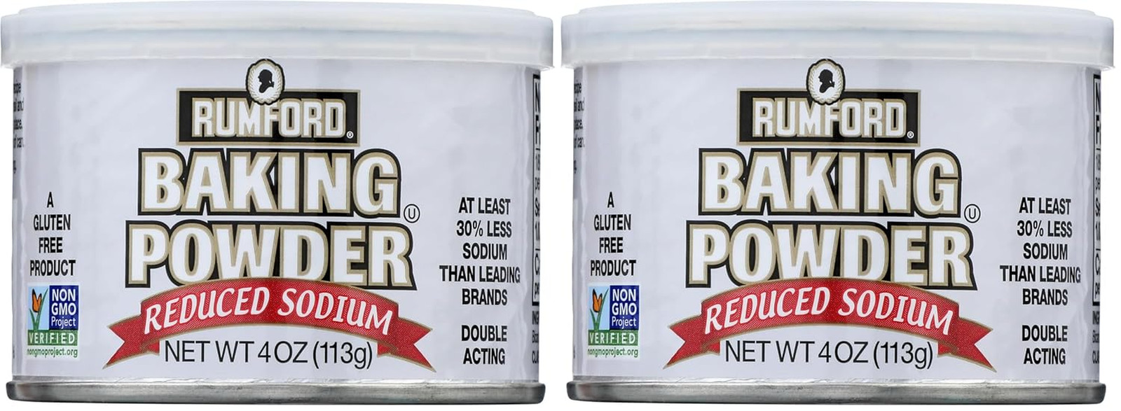 Rumford Reduced Sodium Baking Powder, 4 Ounce Non GMO Baking Powder (Pack of 2)