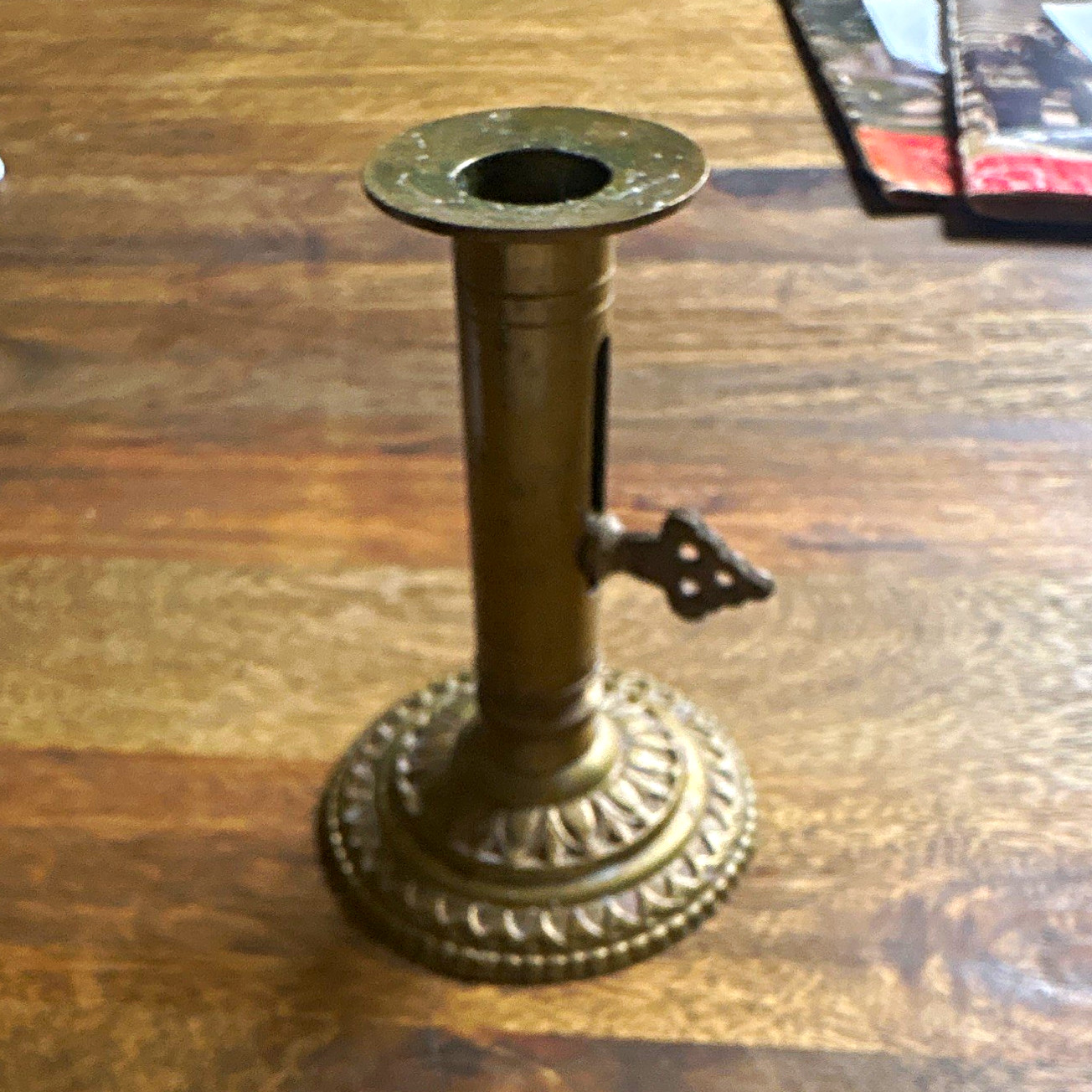 Antique Brass Candlestick Candle Holder w/ Side Handle, Gold Tone, 1 Pack
