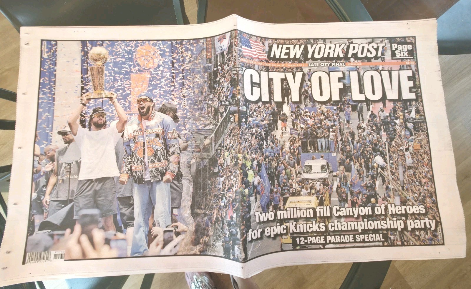 New York Knicks City Of Love Parade Newspaper NBA Champs 6/19/26 NY Post