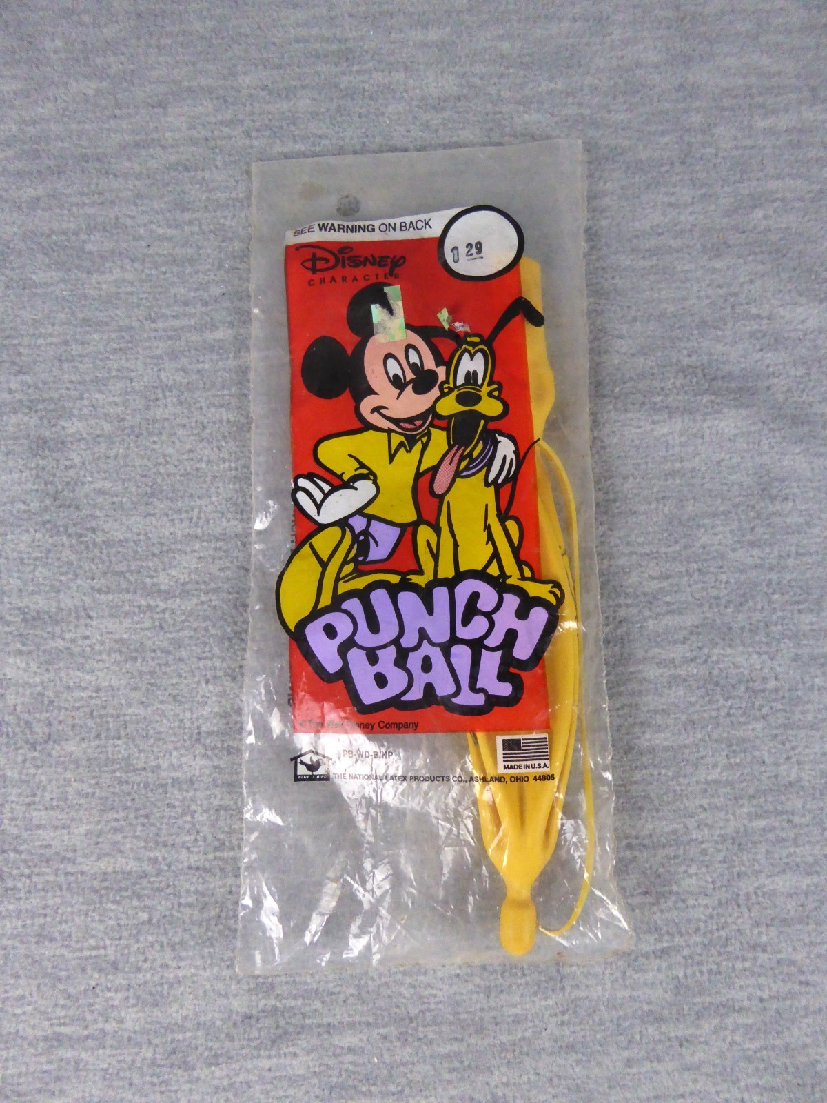 Vintage Disney Mickey Mouse Pluto Punch Ball National Latex Blue Bird USA NOS