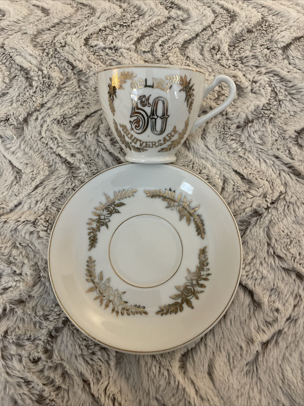 Golden Anniversary 50th Teacup and Saucer Gilded 5.5” Saucer