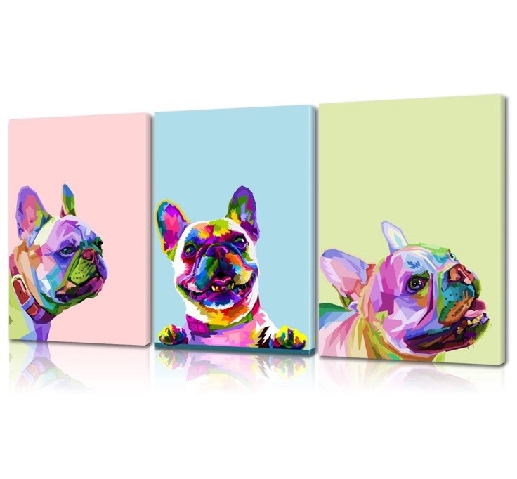 3 Piece French Bulldog Wall Art Dog Canvas Wall Art - French Bulldog Painting... 3 Piece French Bulldog Wall Art Dog Canvas Wall Art - French Bulldog Painting...