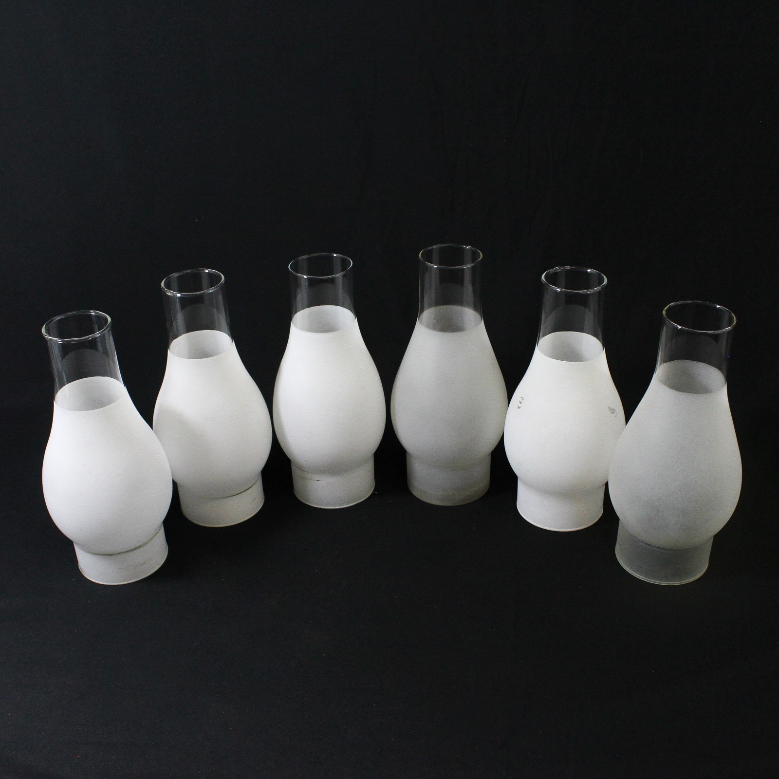 Lot of 6  Angelo Brothers Frosted Glass Oil Lamp Chimneys 9\