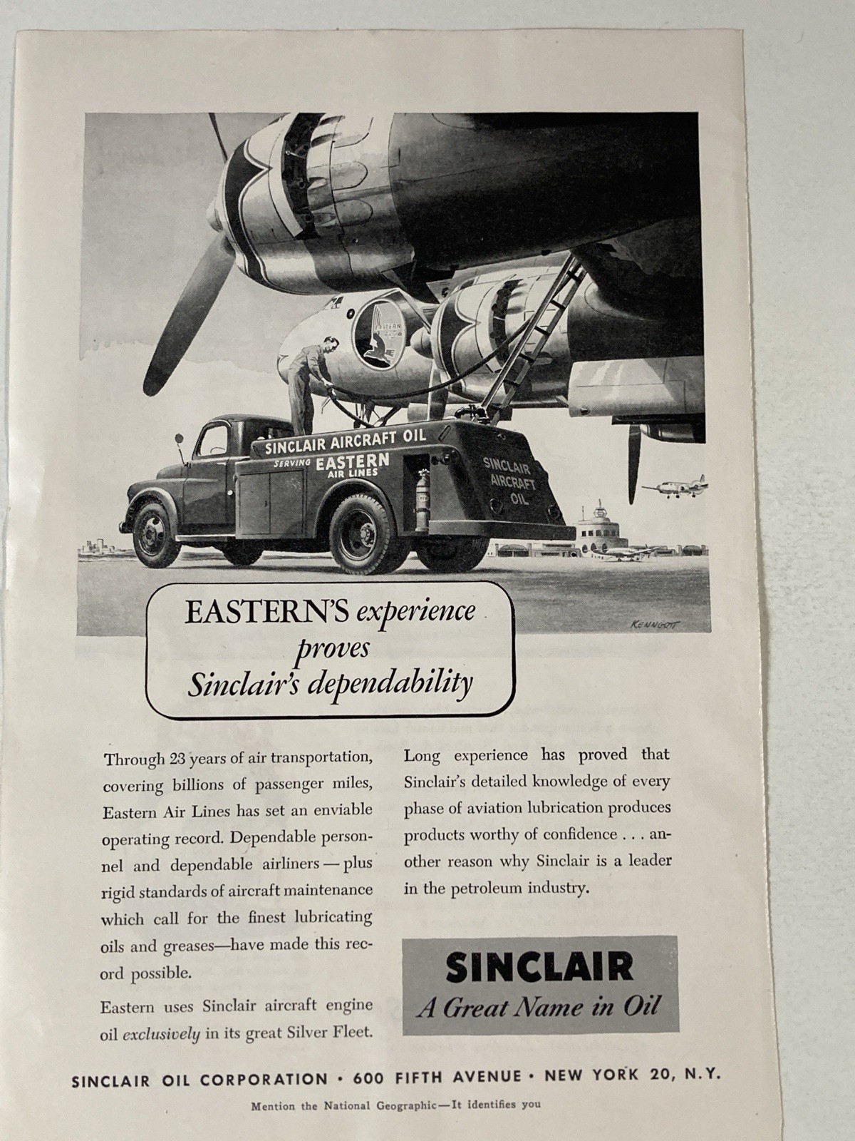 1951 Sinclair Motor Oil Print Ad Eastern\'s Experience Proves Dependability 1951 Sinclair Motor Oil Print Ad Eastern\'s Experience Proves Dependability