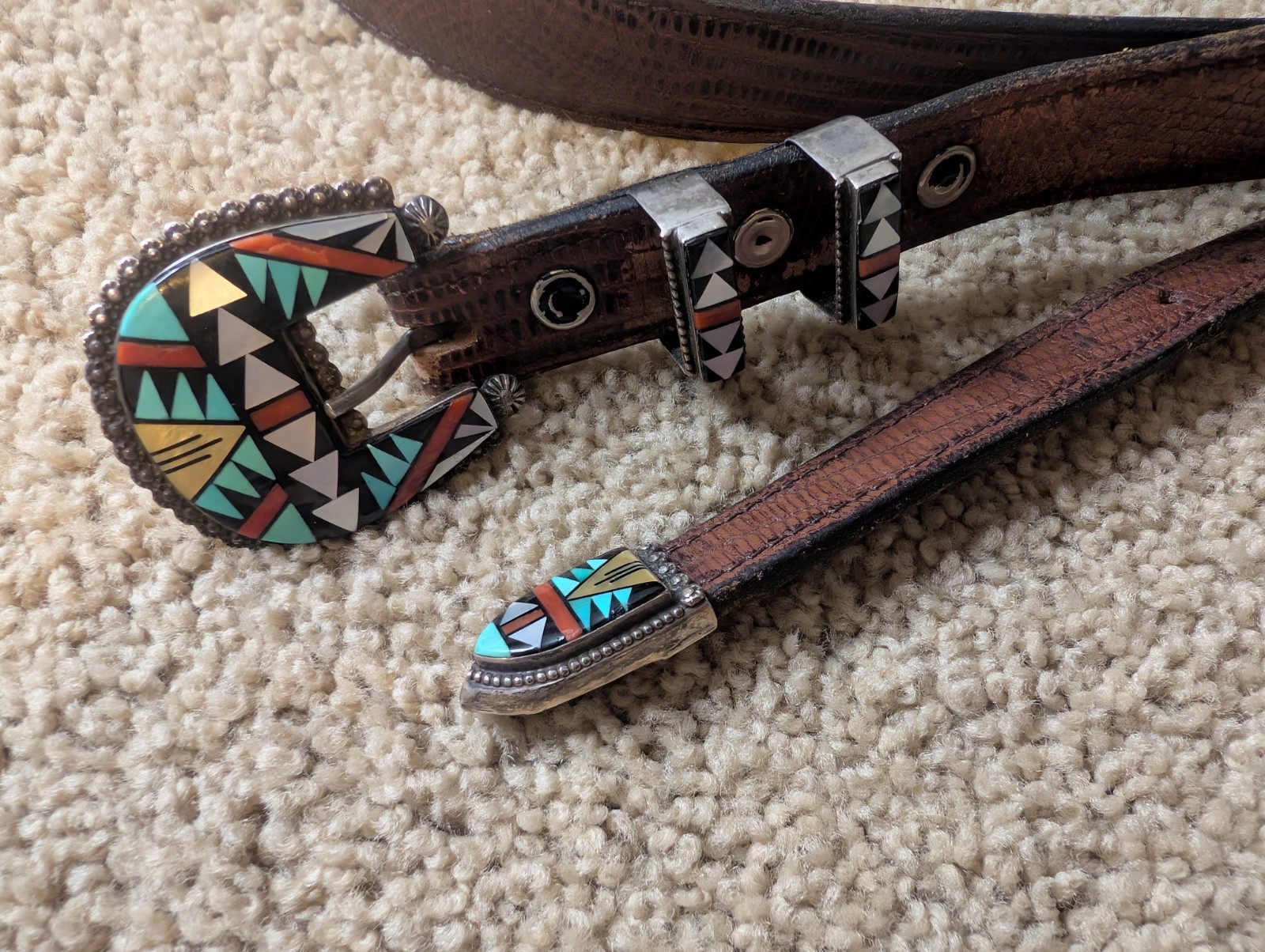 VTG Donald Viola Eriacho Sterling Silver Inlaid Buckle Loops James Culver Belt VTG Donald Viola Eriacho Sterling Silver Inlaid Buckle Loops James Culver Belt
