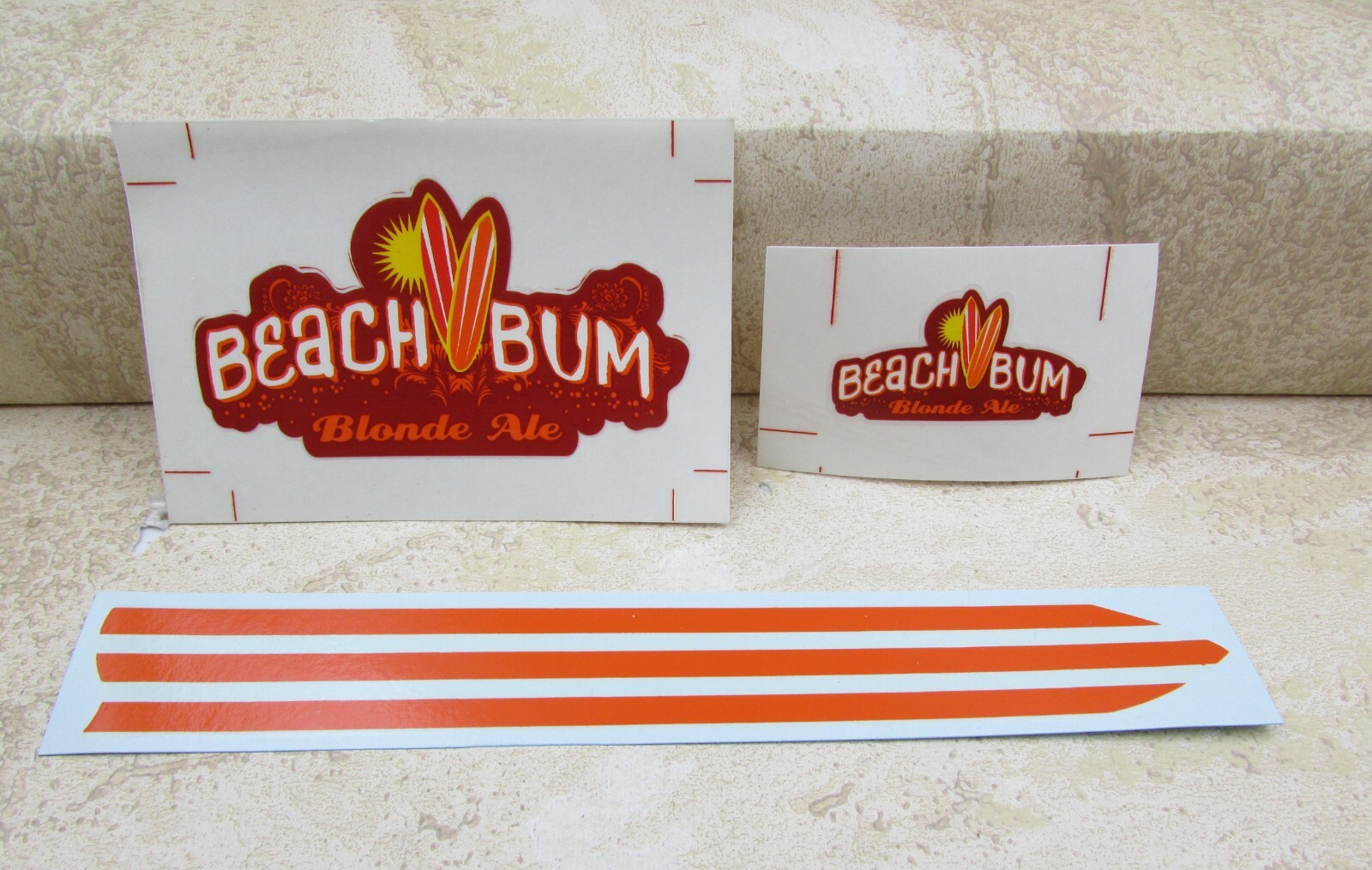 3 Pc  Beach Bum Blonde Ale, Sticker Decal , Bar, Fridge,  For Tap Handle