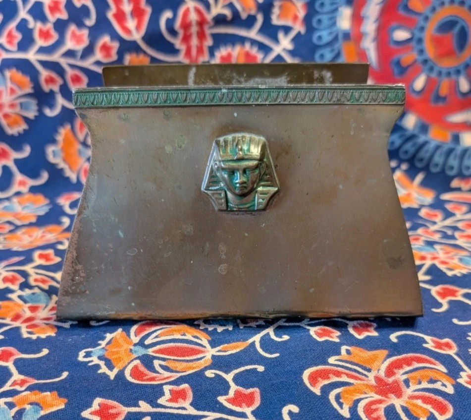 Rare Antique Egyptian 1920’s Benedict Karnak Brass 59 Patina Pharaoh Head Holder