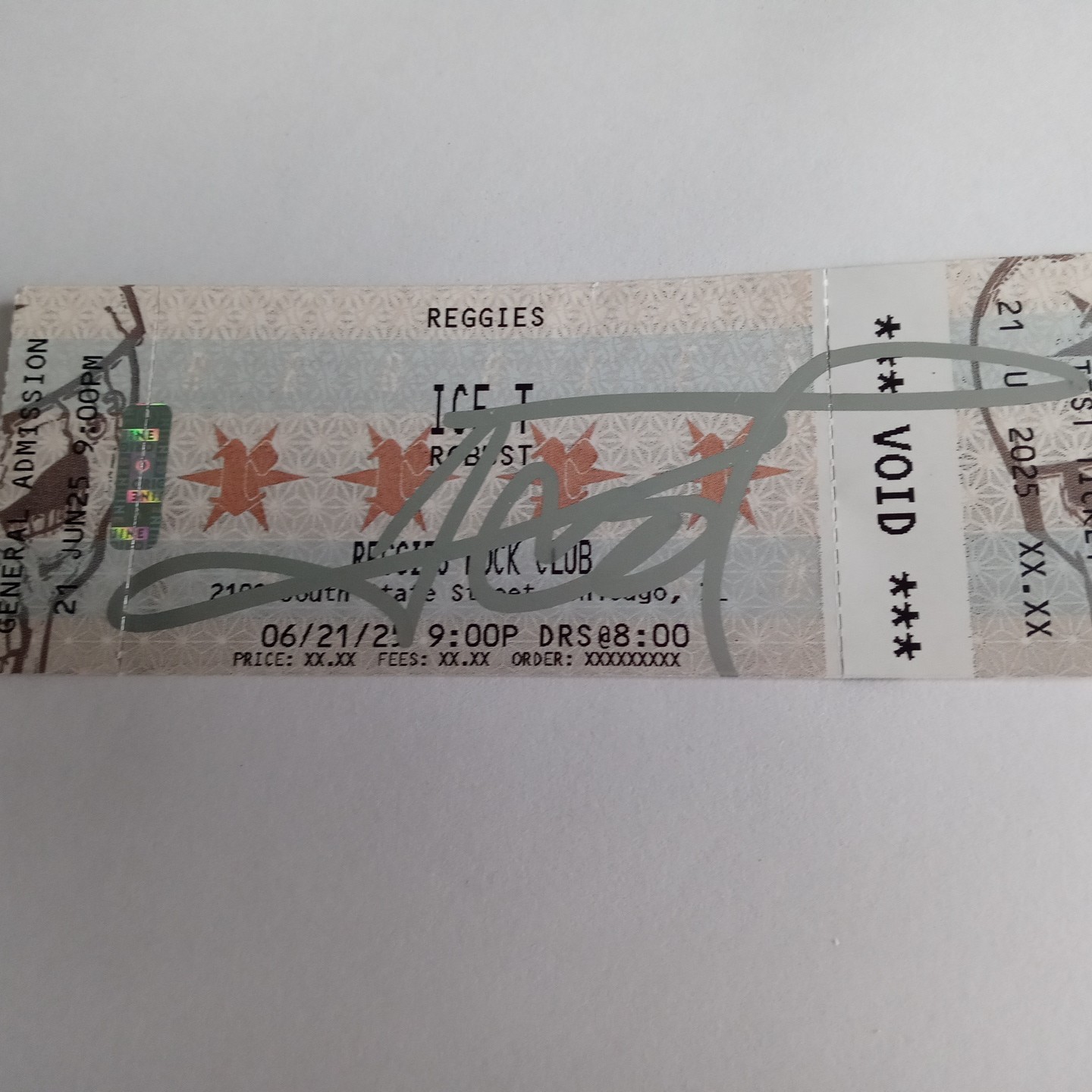 ICE-T RaRe Hand Signed Autographed Reggies Chicago 6/21/25 2025 Concert Ticket ICE-T RaRe Hand Signed Autographed Reggies Chicago 6/21/25 2025 Concert Ticket
