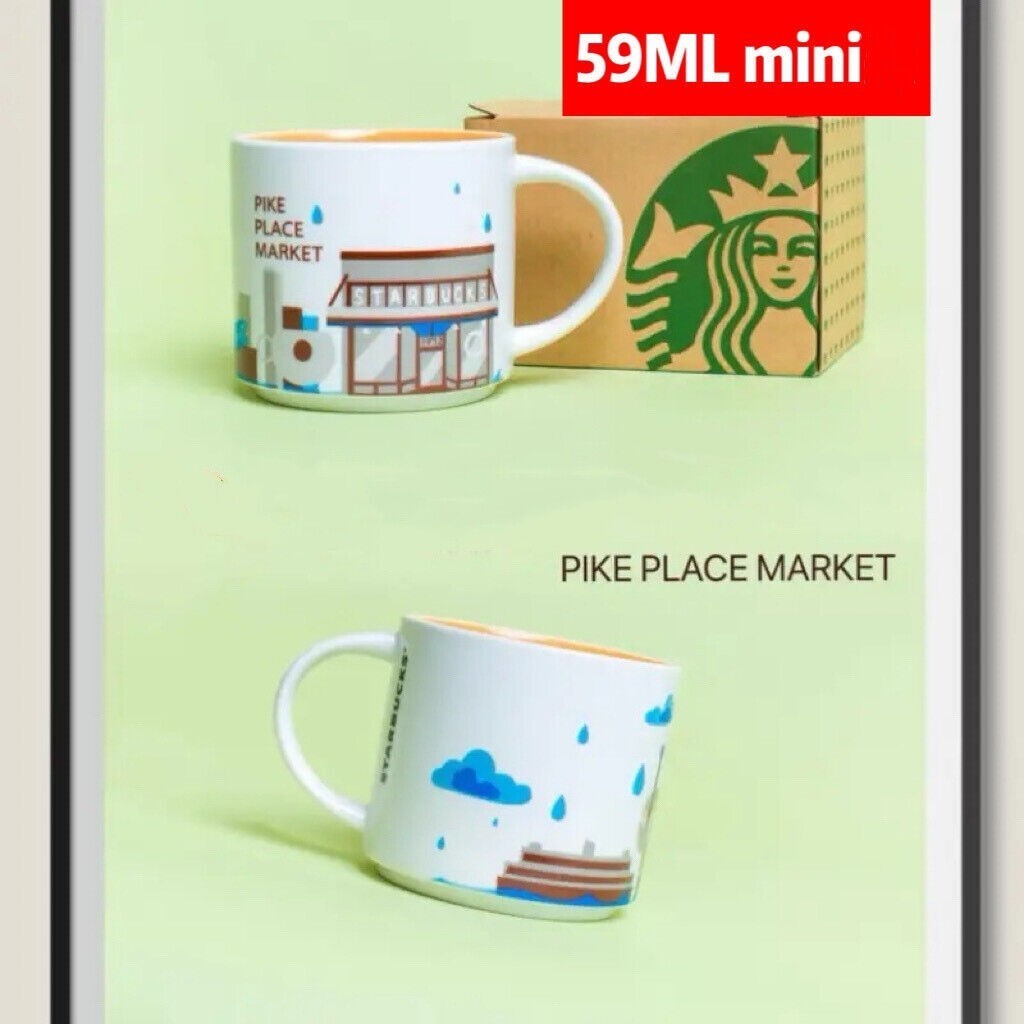 Starbucks Pike Place Market 2oz Mini Ceramic Mug You Are Here Coll Souvenir Cup
