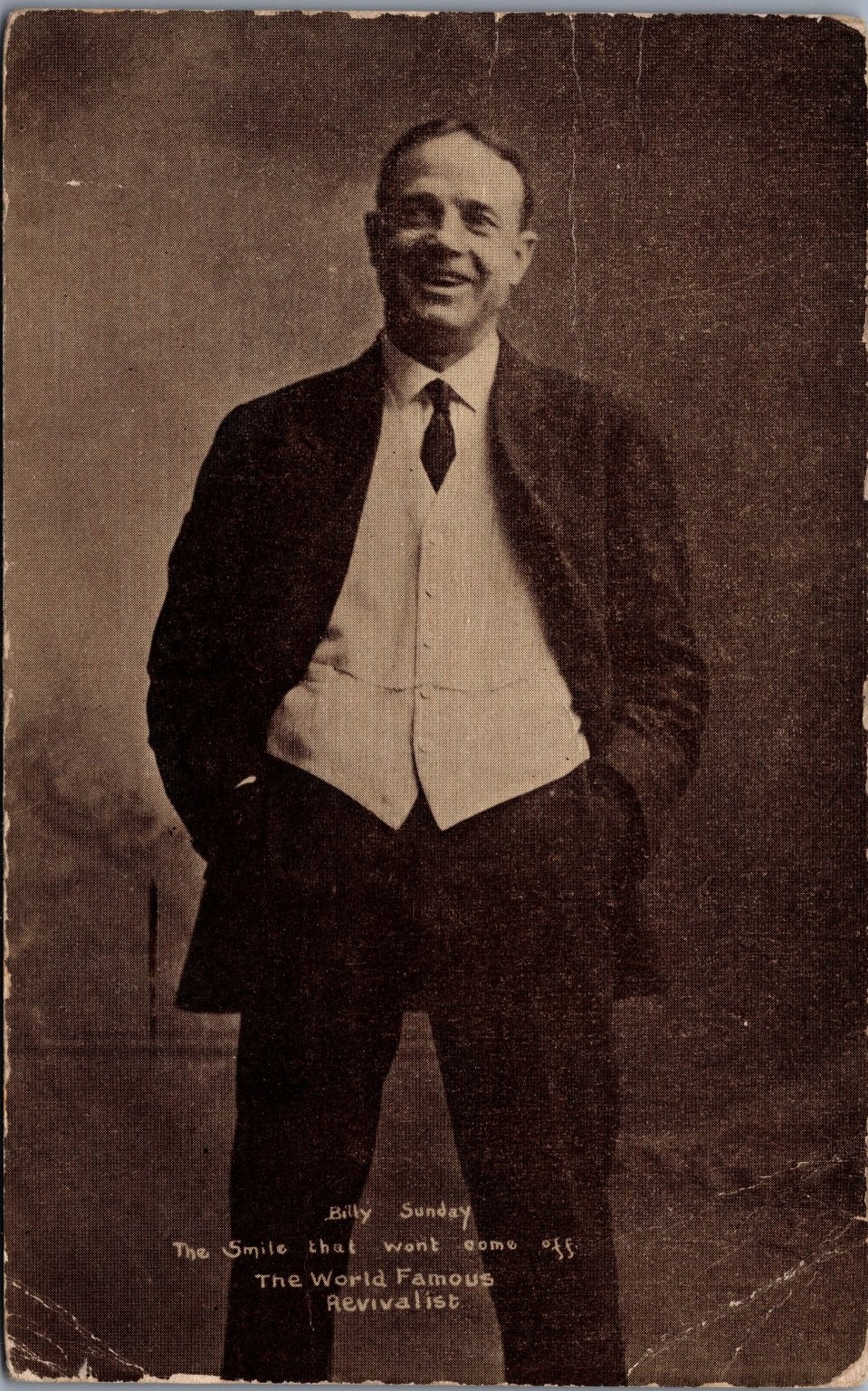 Billy Sunday The Smile That Won\'t Come Off Famous Revivalist RPPC Postcard