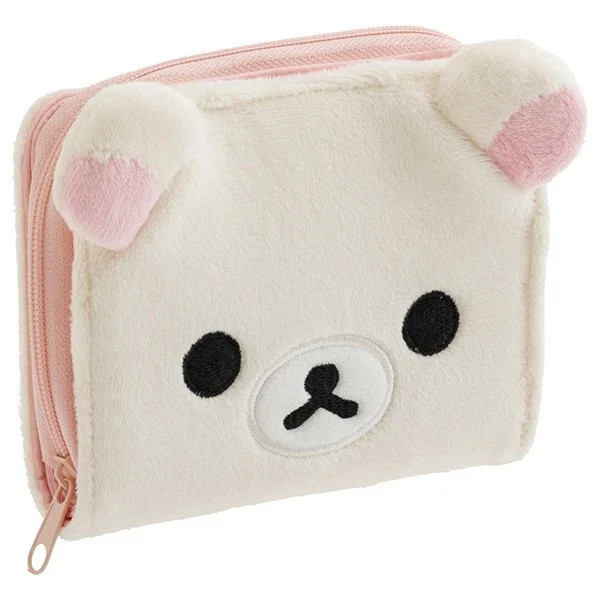Rilakkuma Korilakkuma Plush Bear Face Wallet Cute Short Purse White Kawaii