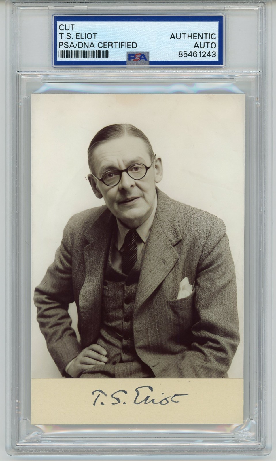 T. S. Eliot ~ Signed Autographed Authentic Signature Photo TS ~ PSA DNA Encased