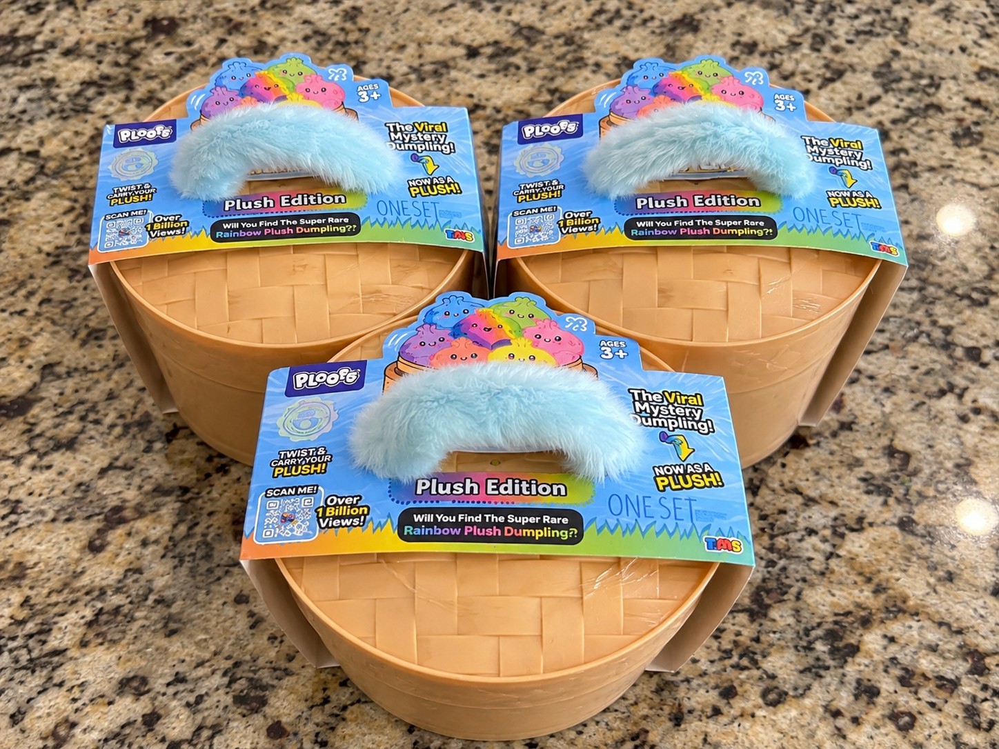 LOT OF 3 **NEW** RMS Viral Mystery Dumpling PLOOF PLUSH, Rainbow Plush Edition