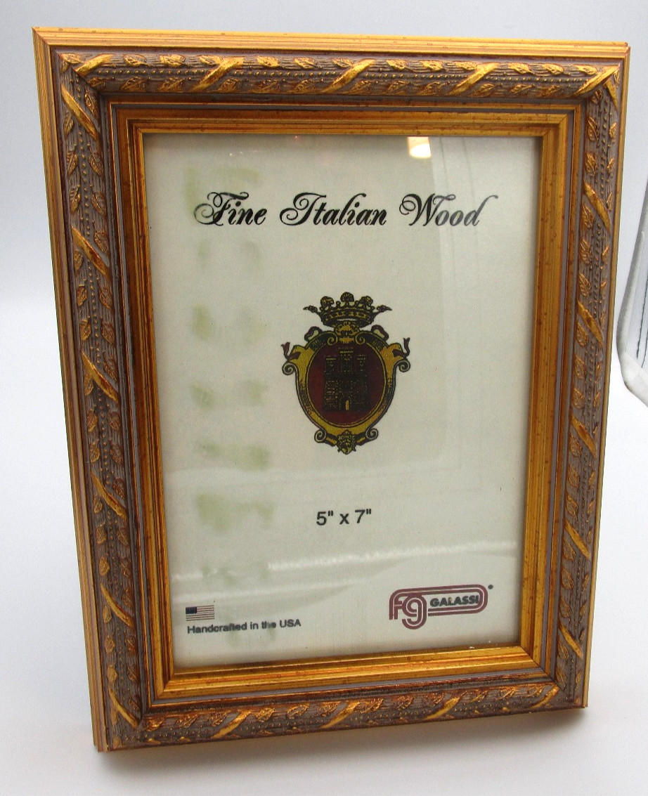 Galassi Fine Italian Wood Frame Antique Gold 5x7 Vintage Photo Frame USA Made