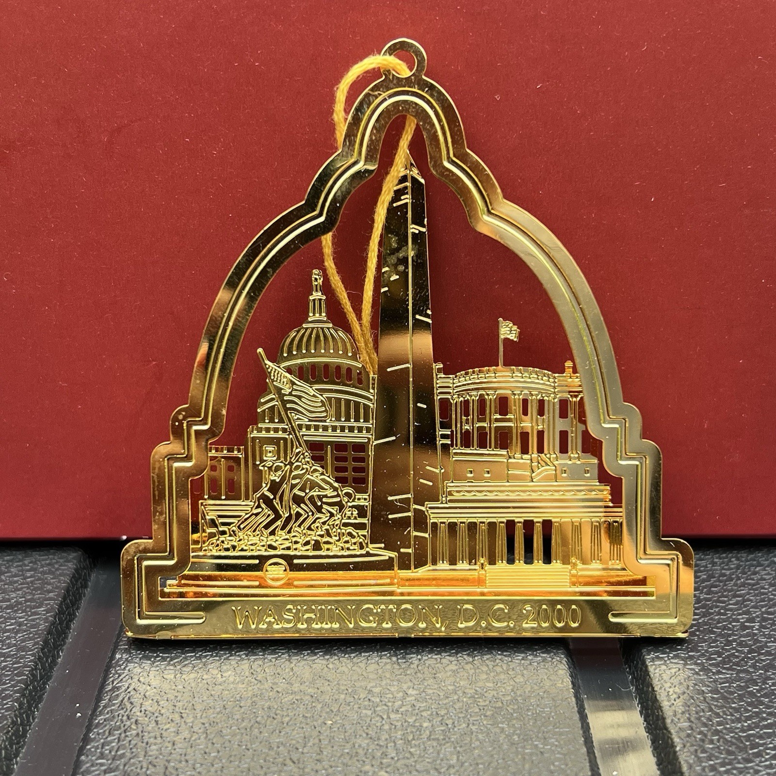 Nation’s Treasures Washington DC 3D Ornament 24 K Gold Flashed Brass VTG 2000