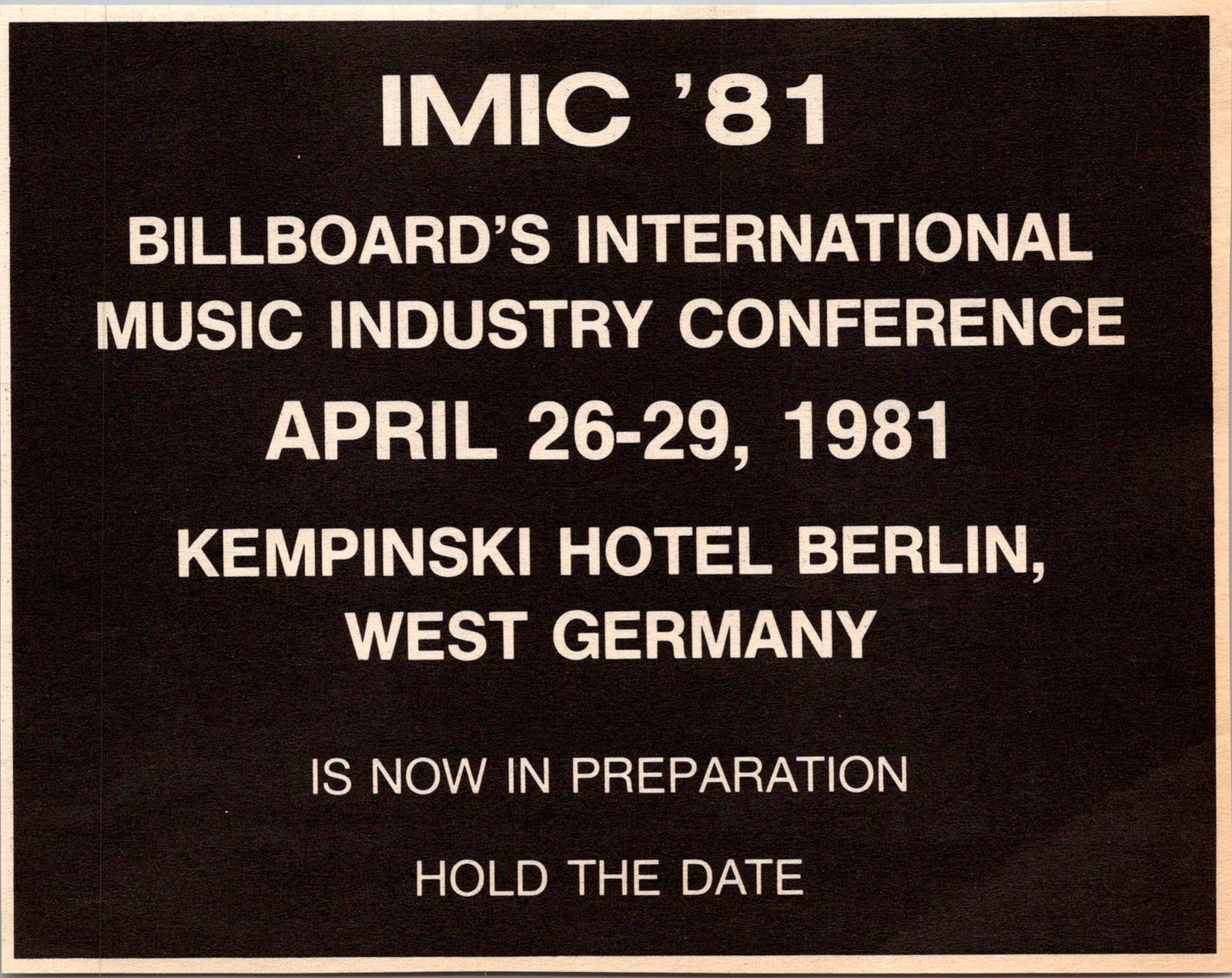 IMIC ’81 Berlin, West Germany 1981 1980 Ad 4AK9-5 IMIC ’81 Berlin, West Germany 1981 1980 Ad 4AK9-5