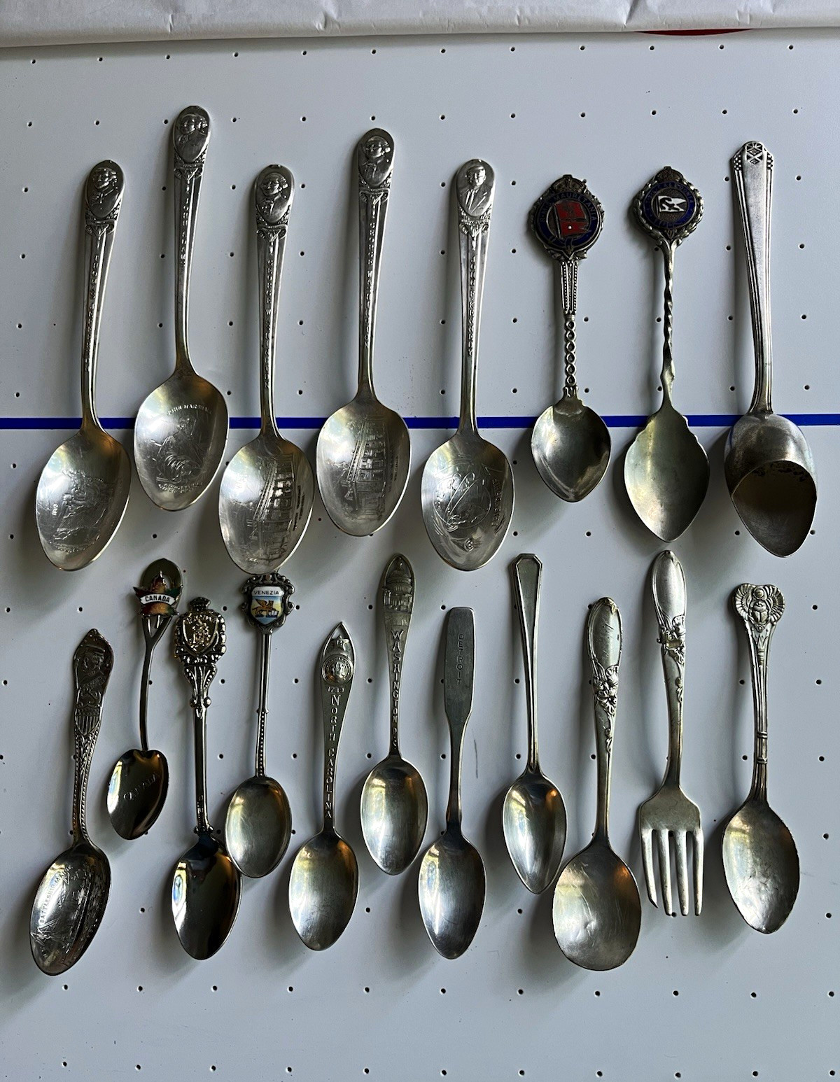 Lot 17 Vintage Souvenir Spoons 1940 Avon Non Spill Spoon Baby Set Silverplate