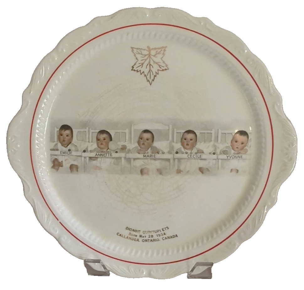 Vtg Dionne Quintuplets Ontario Canada 1934 Historical Decorative Plate 12\