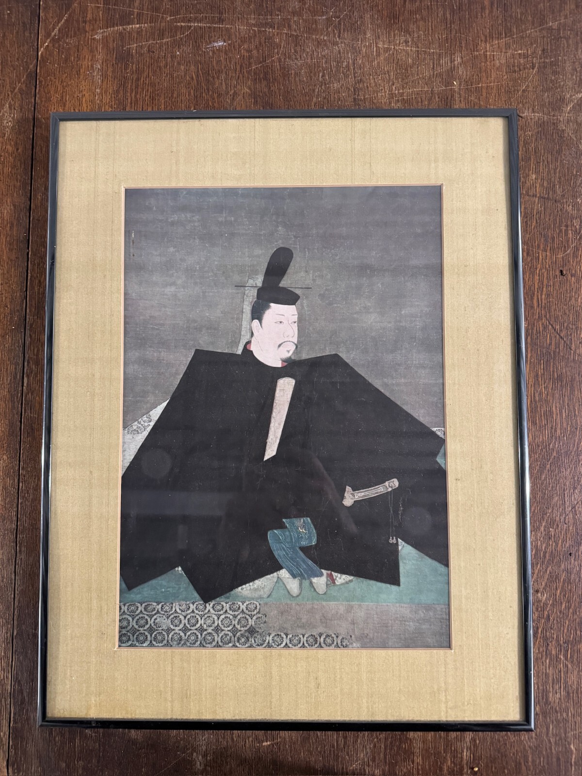 Framed Japanese Minamoto no Yoritomo 18x14 Inch Vintage Picture Antique