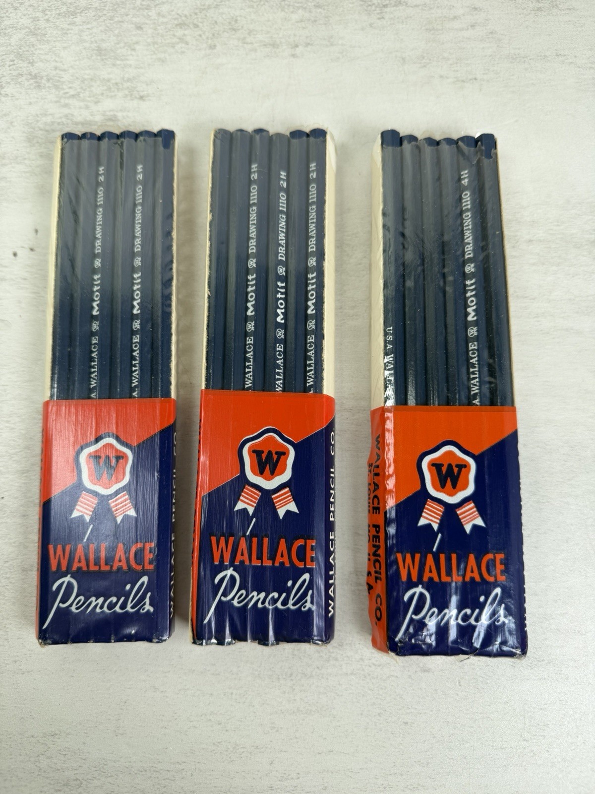 Wallace Motif Drawing Pencils New In Box 1110 St. Louis 2H-4H Vintage Lot Of 3