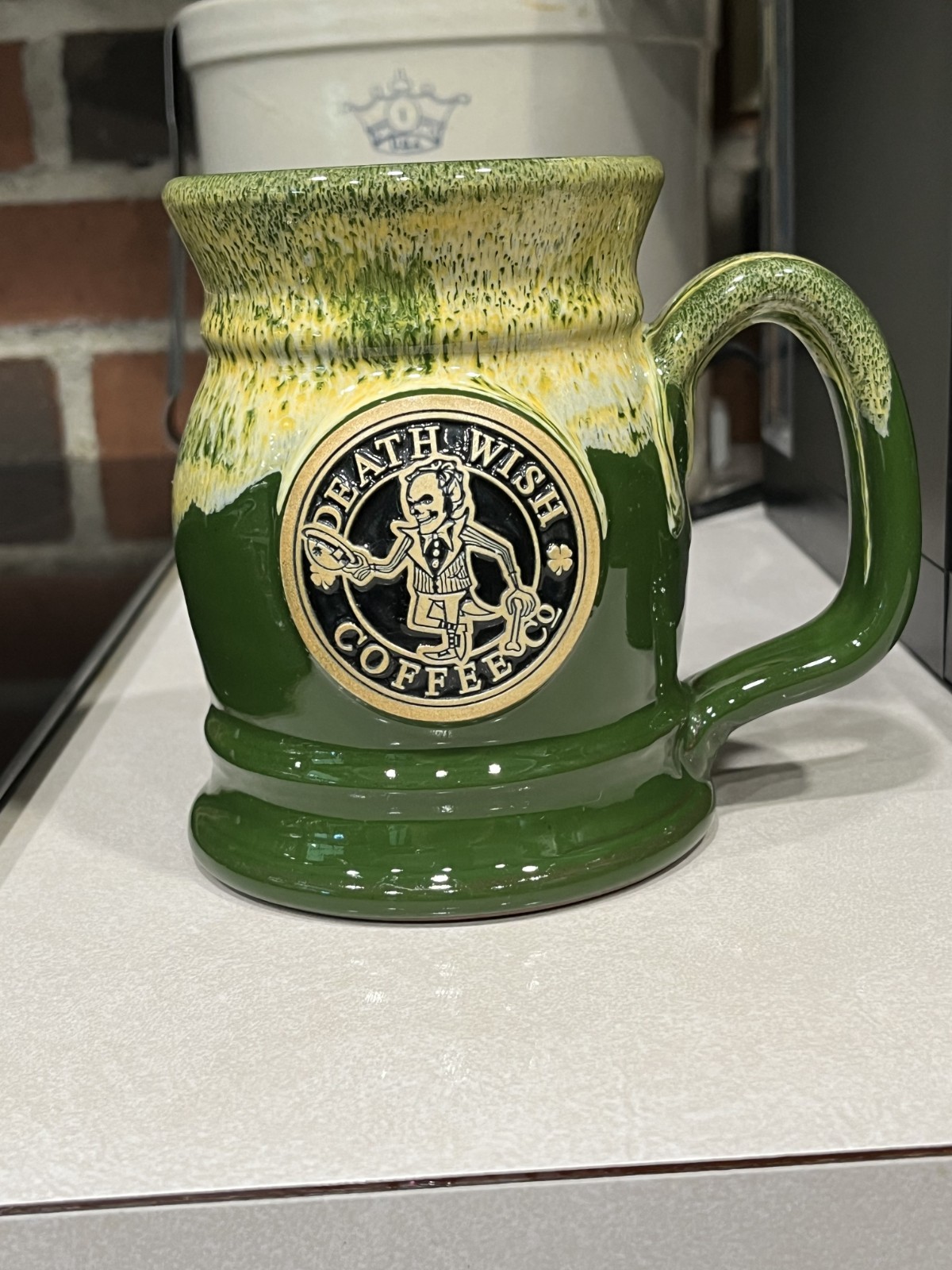 Death Wish Coffee Mug Lucky Larry 2015 OG St Patricks Day Deneen Pottery New