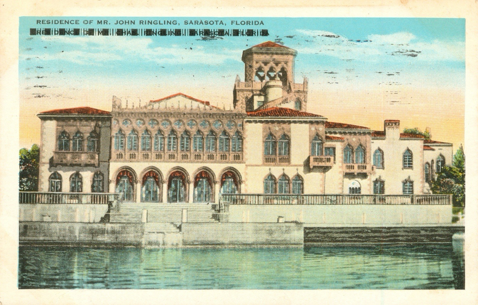 John Ringling Residence Postcard Vintage 1931 Sarasota, Florida Circus Fame N